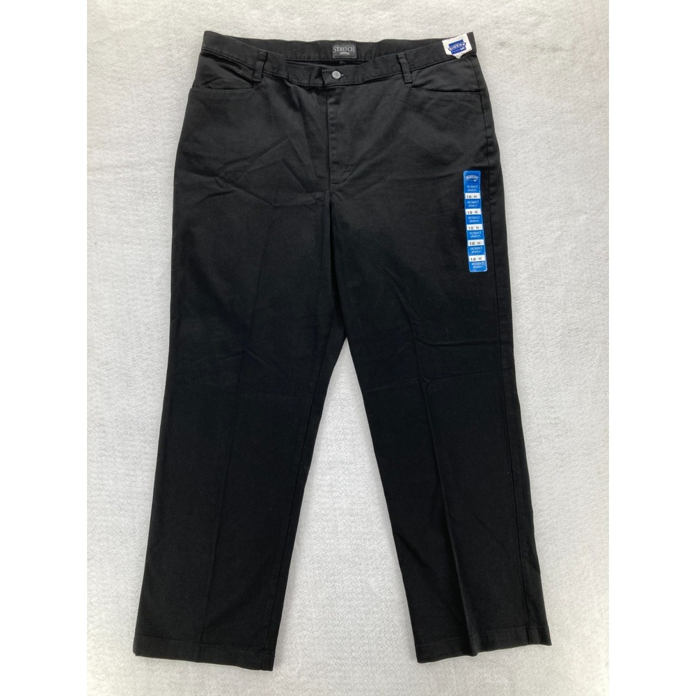 Lee Riders Pants Women's 18 Black Eased Stretch Straight Leg Casual Chino Travel